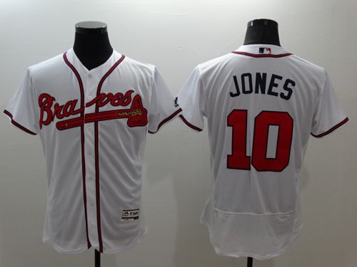 Atlanta Braves #10 Chipper Jones White Flex Base Authentic Collection Stitched Baseball Jersey Atlanta Braves #10 Chipper Jones White Flex Base Authentic Collection Stitched Baseball Jersey