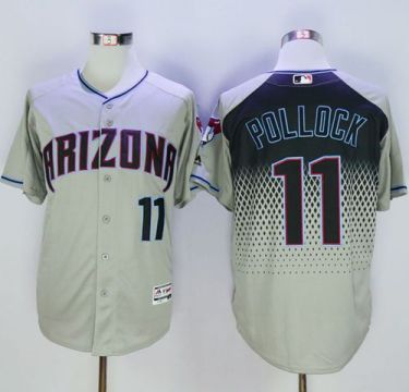 Diamondbacks #11 A. J. Pollock Gray-Capri New Cool Base Stitched Baseball Jersey