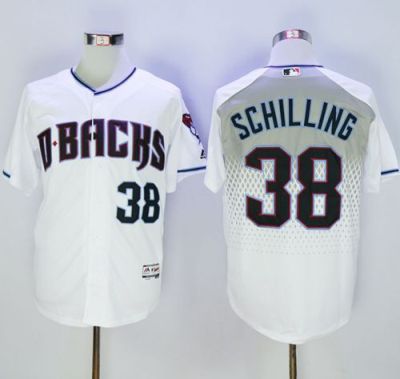 Diamondbacks #38 Curt Schilling White-Capri New Cool Base Stitched Baseball Jersey Diamondbacks #38 Curt Schilling White-Capri New Cool Base Stitched Baseball Jersey