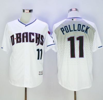Diamondbacks #11 A. J. Pollock White&Capri New Cool Base Stitched Baseball Jersey