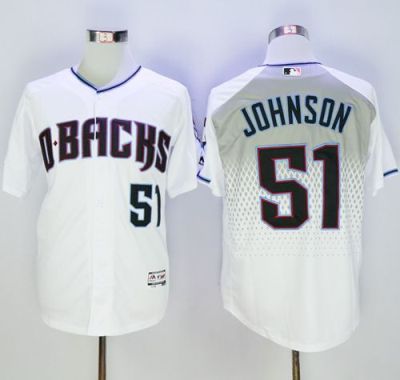 Diamondbacks #51 Randy Johnson White&Capri New Cool Base Stitched Baseball Jersey