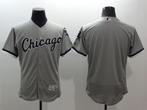Chicago White Sox Blank Grey Flexbase Authentic Collection Majestic Mens Stitched Baseball Jersey