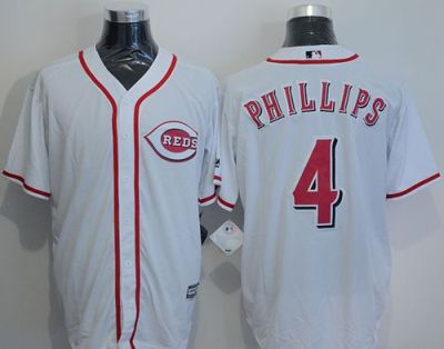 Cincinnati Reds #4 Brandon Phillips White New Cool Base Stitched Baseball Jersey