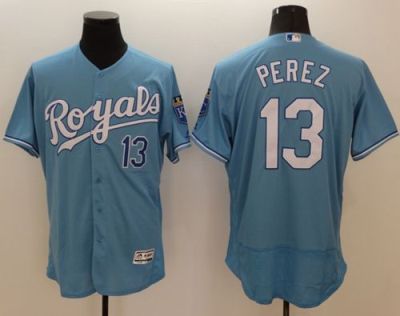 Kansas City Royals #13 Salvador Perez Light Blue Flexbase Authentic Collection Stitched Baseball Jersey