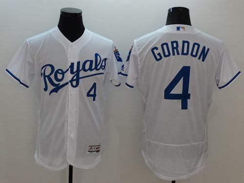 Kansas City Royals #4 Alex Gordon White Flexbase Authentic Collection Stitched Baseball Jersey