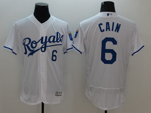 Kansas City Royals #6 Lorenzo Cain White Flexbase Authentic Collection Stitched Baseball Jersey