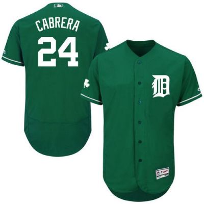 Detroit Tigers #24 Miguel Cabrera Majestic Green Celtic Flexbase Men's Authentic Collection Jersey
