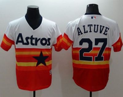 Houston Astros #27 Jose Altuve WhiteOrange Flexbase Authentic Collection Cooperstown Stitched Baseball Jersey