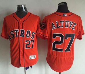 Houston Astros #27 Jose Altuve Orange Flexbase Authentic Collection Majestic Mens Stitched Baseball Jersey