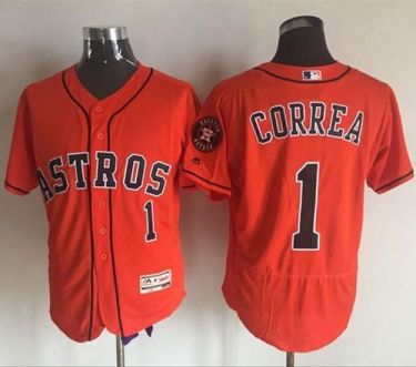 Houston Astros #1 Carlos Correa Orange Flexbase Authentic Collection Majestic Mens Stitched Baseball Jersey