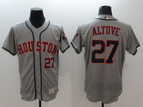 Houston Astros #27 Jose Altuve Grey Flexbase Authentic Collection Majestic Mens Stitched Baseball Jersey