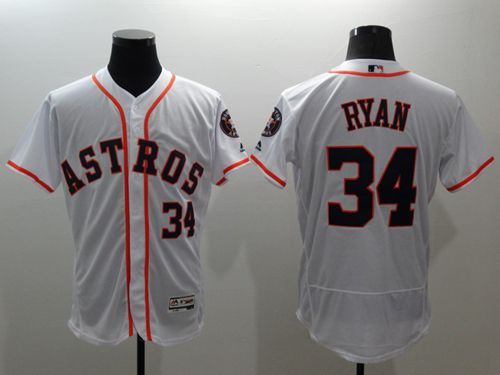 Houston Astros #34 Nolan Ryan Flexbase Authentic Collection Majestic Mens Stitched Baseball Jersey-White