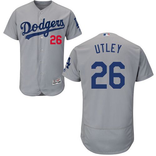 Los Angeles Dodgers #26 Chase Utley Grey Flexbase Authentic Collection Stitched Baseball Jersey