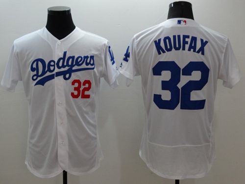 Los Angeles Dodgers #32 Sandy Koufax White Flex Base Authentic Collection Stitched Baseball Jersey