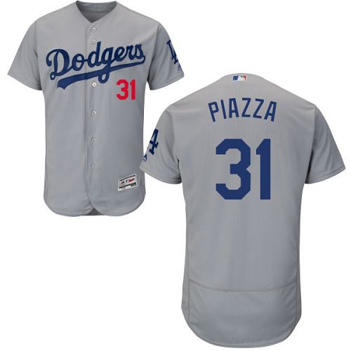 Los Angeles Dodgers #31 Mike Piazza Grey Flexbase Authentic Collection Stitched Baseball Jersey