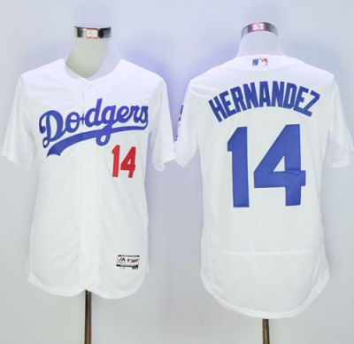 Los Angeles Dodgers #14 Enrique Hernandez White Flexbase Authentic Collection Stitched Baseball Jersey
