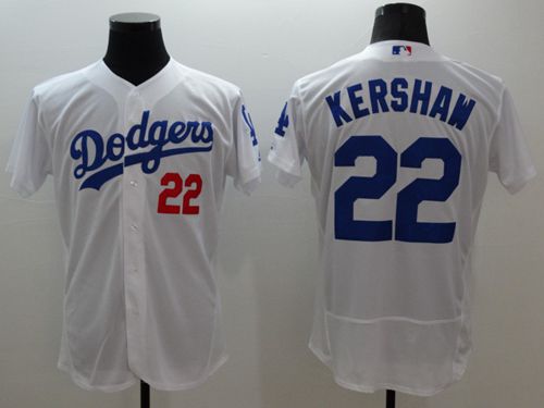 Los Angeles Dodgers #22 Clayton Kershaw White Flex Base Authentic Collection Stitched Baseball Jersey