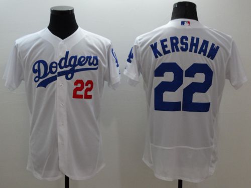 Los Angeles Dodgers #22 Clayton Kershaw White Flex Base Authentic Collection Stitched Baseball Jersey Los Angeles Dodgers #22 Clayton Kershaw White Flex Base Authentic Collection Stitched Baseball Jersey