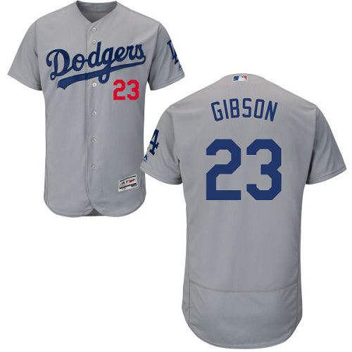 Los Angeles Dodgers #23 Kirk Gibson Grey Flexbase Authentic Collection Stitched Baseball Jersey