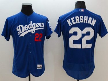 Los Angeles Dodgers #22 Clayton Kershaw Blue Flex Base Authentic Collection Stitched Baseball Jersey