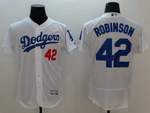 Los Angeles Dodgers #42 Jackie Robinson White Flex Base Authentic Collection Stitched Baseball Jersey