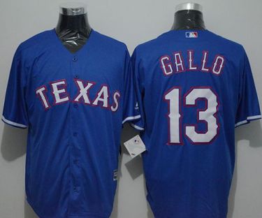 Mens Texas Rangers #13 Joey Gallo Blue New Cool Base Stitched Baseball Jersey