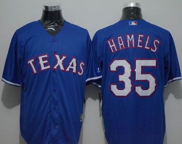 Mens Texas Rangers #35 Cole Hamels Blue New Cool Base Stitched Baseball Jersey
