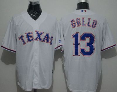 Mens Texas Rangers #13 Joey Gallo White New Cool Base Stitched Baseball Jersey