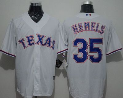 Mens Texas Rangers #35 Cole Hamels White New Cool Base Stitched Baseball Jersey