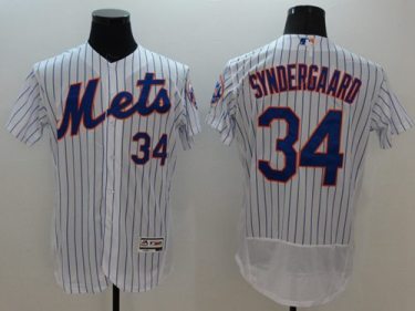 New York Mets #34 Noah Syndergaard White(Blue Strip) Flex Base Authentic Collection Stitched Baseball Jersey New York Mets #34 Noah Syndergaard White(Blue Strip) Flex Base Authentic Collection Stitched Baseball Jersey