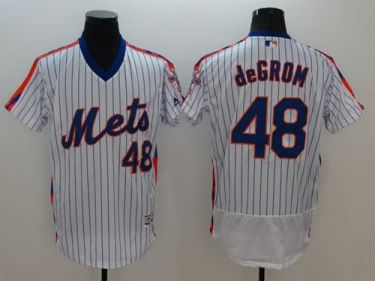 New York Mets #48 Jacob DeGrom White(Blue Strip) Flexbase Authentic Collection Alternate Stitched Baseball Jersey New York Mets #48 Jacob DeGrom White(Blue Strip) Flexbase Authentic Collection Alternate Stitched Baseball Jersey