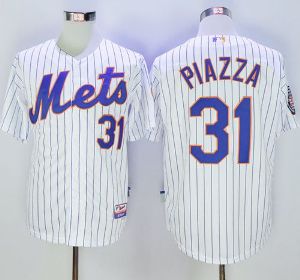 New York Mets #31 Mike Piazza White(Blue Strip) 2016 Hall Of Fame Patch Stitched Baseball Jersey