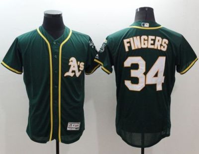 Oakland Athletics #34 Rollie Fingers Green Flexbase Authentic Collection Stitched Baseball Jersey Oakland Athletics #34 Rollie Fingers Green Flexbase Authentic Collection Stitched Baseball Jersey