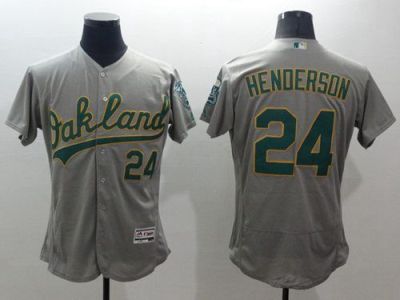 Oakland Athletics #24 Rickey Henderson Grey Flexbase Authentic Collection Mens Stitched Baseball Jersey Oakland Athletics #24 Rickey Henderson Grey Flexbase Authentic Collection Mens Stitched Baseball Jersey