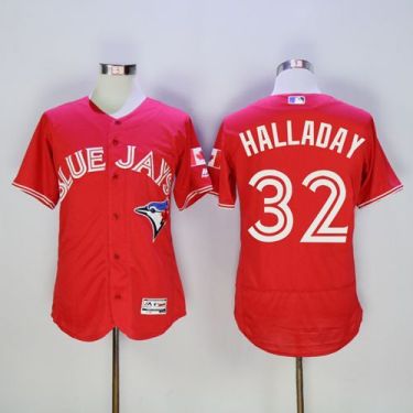 Toronto Blue Jays #32 Roy Halladay Red Flex Base Authentic Collection Canada Day Stitched Baseball Jersey