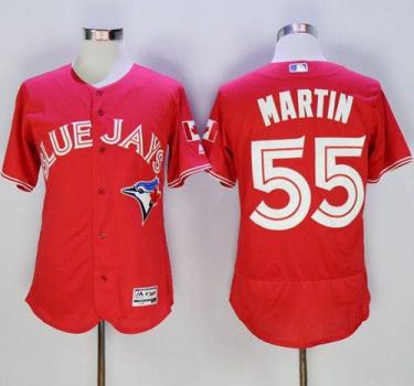 Toronto Blue Jays #55 Russell Martin Red Flex Base Authentic Collection Canada Day Stitched Baseball Jersey