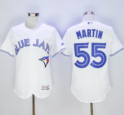 Toronto Blue Jays #55 Russell Martin White Flex Base Authentic Collection Stitched Baseball Jersey