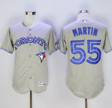 Toronto Blue Jays #55 Russell Martin Grey Flex Base Authentic Collection Stitched Baseball Jersey