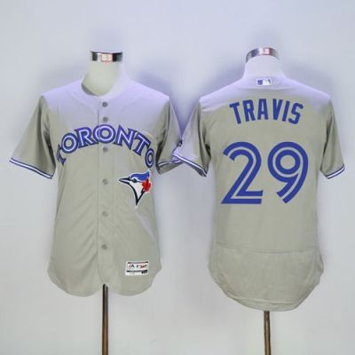 Toronto Blue Jays #29 Devon Travis Grey Flex Base Authentic Collection Stitched Baseball Jersey