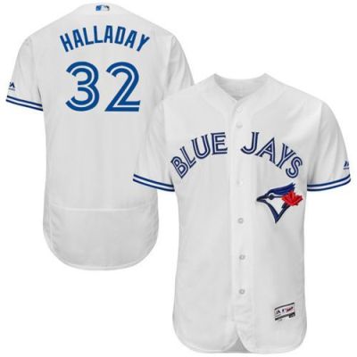 Toronto Blue Jays #32 Roy Halladay White Flex Base Authentic Collection Stitched Baseball Jersey Toronto Blue Jays #32 Roy Halladay White Flex Base Authentic Collection Stitched Baseball Jersey