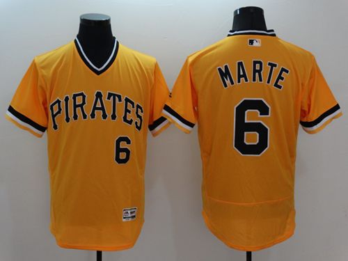 Pittsburgh Pirates #6 Starling Marte Gold Flexbase Authentic Collection Stitched Baseball Jersey Pittsburgh Pirates #6 Starling Marte Gold Flexbase Authentic Collection Stitched Baseball Jersey