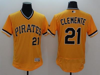 Pittsburgh Pirates #21 Roberto Clemente Gold Flexbase Authentic Collection Cooperstown Stitched Baseball Jersey