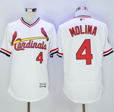 St Louis Cardinals #4 Yadier Molina White Flexbase Authentic Collection Cooperstown Stitched Baseball Jersey