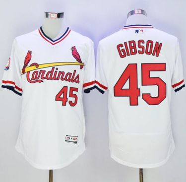 St Louis Cardinals #45 Bob Gibson White Flexbase Authentic Collection Cooperstown Stitched Baseball Jersey