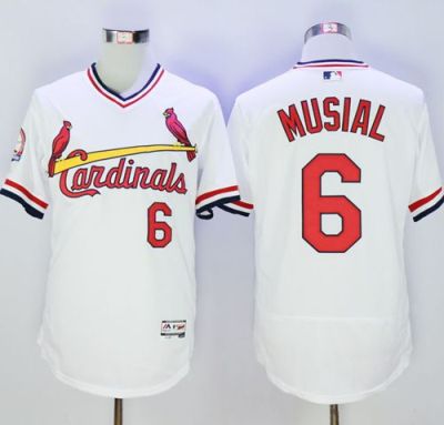 St Louis Cardinals #6 Stan Musial White Flexbase Authentic Collection Cooperstown Stitched Baseball Jersey
