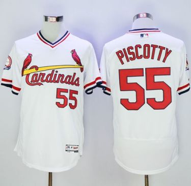 St Louis Cardinals #55 Stephen Piscotty White Flexbase Authentic Collection Cooperstown Stitched Baseball Jersey