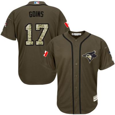Toronto Blue Jays #17 Ryan Goins Green Salute To Service Stitched Baseball Jersey