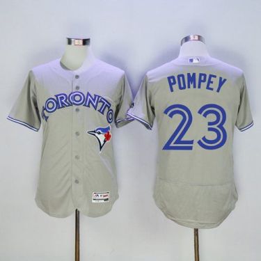 Toronto Blue Jays #23 Dalton Pompey Grey Flex Base Authentic Collection Stitched Baseball Jersey