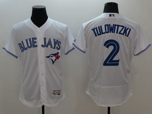 Toronto Blue Jays #2 Troy Tulowitzki White Flexbase Authentic Collection Stitched Baseball Jersey Toronto Blue Jays #2 Troy Tulowitzki White Flexbase Authentic Collection Stitched Baseball Jersey