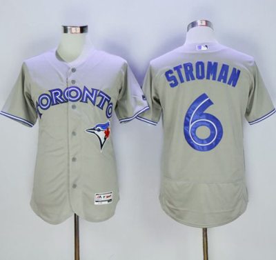 Toronto Blue Jays #6 Marcus Stroman Grey Flex Base Authentic Collection Stitched Baseball Jersey